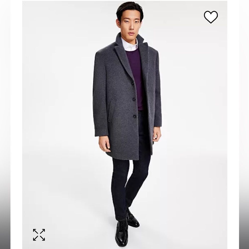 Calvin Klein Men’s Prosper Slim Fit Wool 3 Button Overcoat In Medium Gray NWT